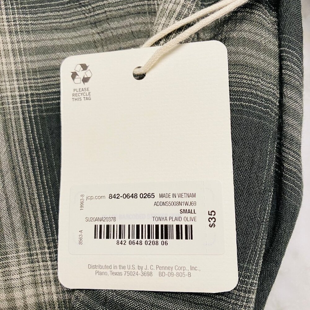 NWT ANA Plaid V-Neck Long Sleeve Green Blouse Small - Picture 3 of 7
